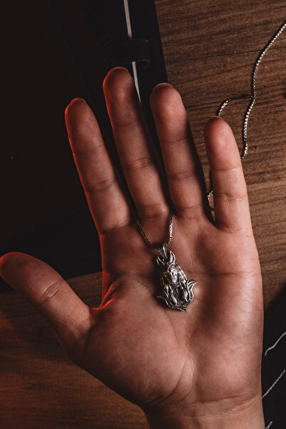 Pangea 925 Silver Anubis Mısır Tanrısı Kolyesi 925 Ayar Gümüş Kolye