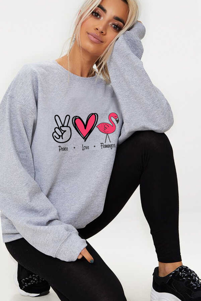 HOFFNUNG سويت شيرت موناكو رمادي للجنسين مطبوع عليه فلامنغو