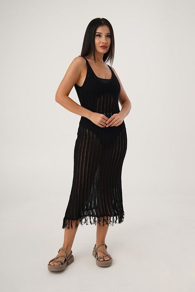 Hipo Trend Black Thin Straps Openwork Beach Dress