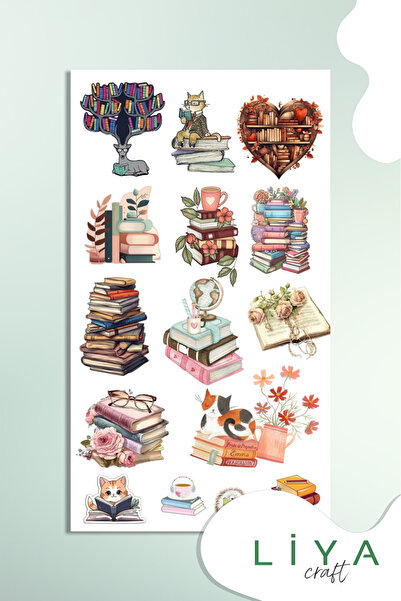 LiyaCraft Kitap Seti Sticker Set Vintage Sticker Set  Ajanda Bullet Journal I...