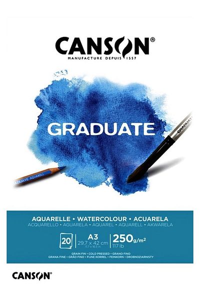 Canson Graduate Watercolor Water Color Block 20 Sheets A3 250Gr