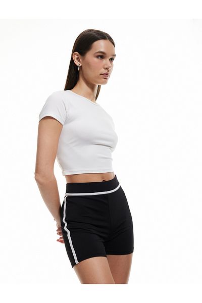 Koton High Waist Slim Fit Stripe Detailed Sports Leggings