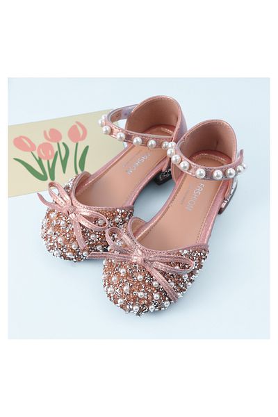 Mark & Mia Mark & Mia Pearl Embellished and Bow Detail Party Shoes - Rose Gold