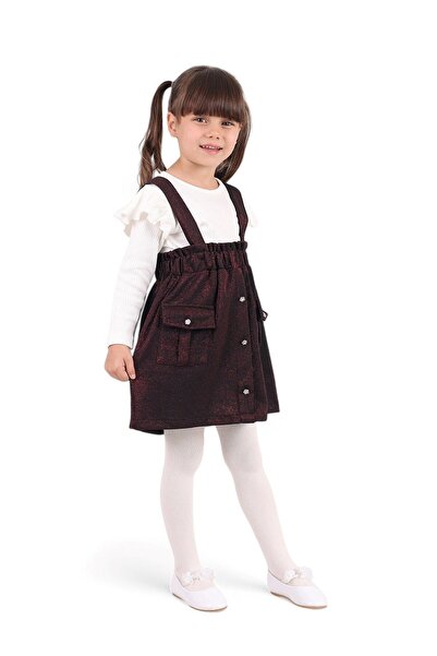 Ege Bebek KIZ ÇOCUK 3-4-5-6 YAŞ SİMLİ ASKI DETAYLI CEPLİ ETEKLİ BADİLİ 2'Lİ ŞIK ELBİSE