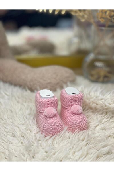MBK GARDEN Yenidogan Bebek Ponponlu Triko Örgü Hediyelik Patik 0-6 Ay