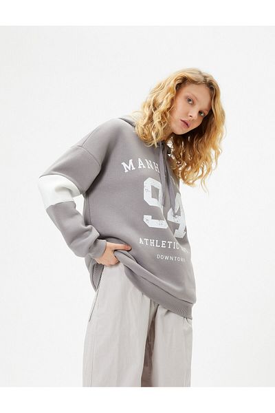 Koton Relaxed Fit Raster College Sweatshirt - Hoodie and Color Block