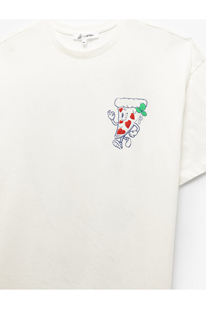 Koton Μπλουζάκι με κοντό μανίκι με λαιμόκοψη με στάμπα στην πλάτη