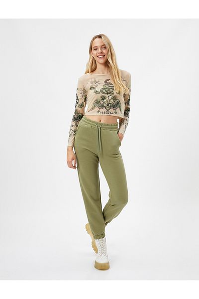 Koton Jogger Sweatpants - Elastic Waist and Lace-Up Pocket Detail