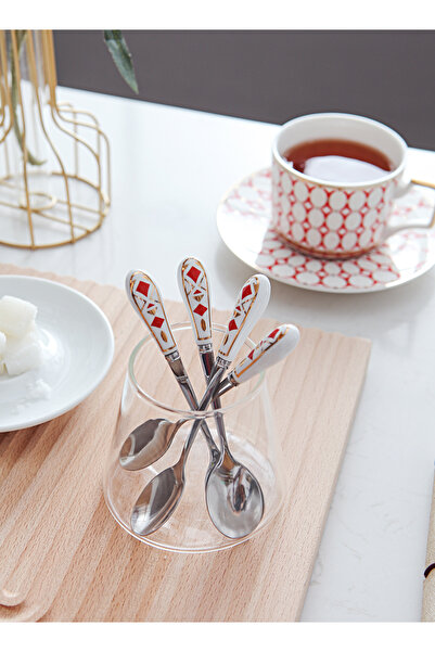sharpdo European Stainless Steel Coffee Spoon Tea Spoon With Ceramic Handle