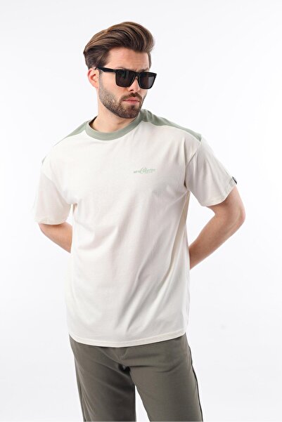 Madmext Ανδρικό T-Shirt με στάμπα Ecru Crew Neck E7114