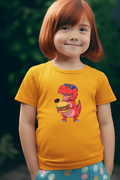 oneagılyazı Tricou supradimensionat pentru copii cu imprimeu Dinozaur Eating ...