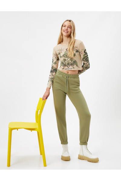 Koton Jogger Sweatpants - Elastic Waist and Lace-Up Pocket Detail