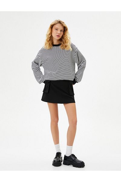 Koton Raised Crew Neck Sweatshirt Long Sleeve Cotton Blended Comfortable Fit