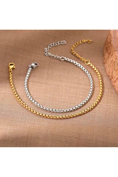 derokas 2 Li Imported Non Tarnish Steel Dear Bracelet Gold Silver Stylish Elegant High-End Quality