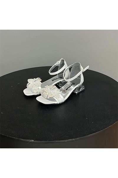 jadeer Pantofi cu toc transparent Sema Girl Rose de culoare argintie - 31-36 GCT125
