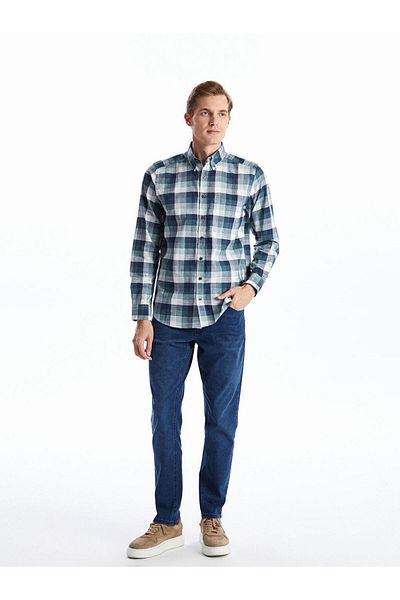 LC Waikiki Regular Fit Long Sleeve Plaid Poplin Men's Shirt