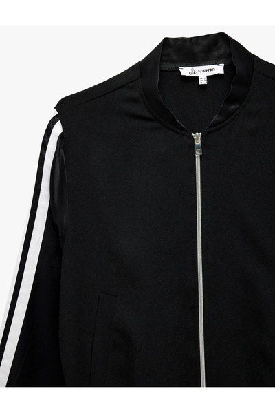 Koton Μπουφάν με φερμουάρ ριγέ μακρυμάνικο Bomber