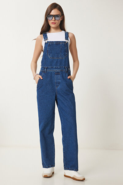 Lovelyİstanbul Σκούρο μπλε τζιν Salopet - Loose Cut Gardener LOK0006