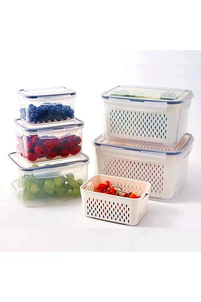 COOYA 5-Piece Fridge Food Storage Container Set with Lids & Strainers