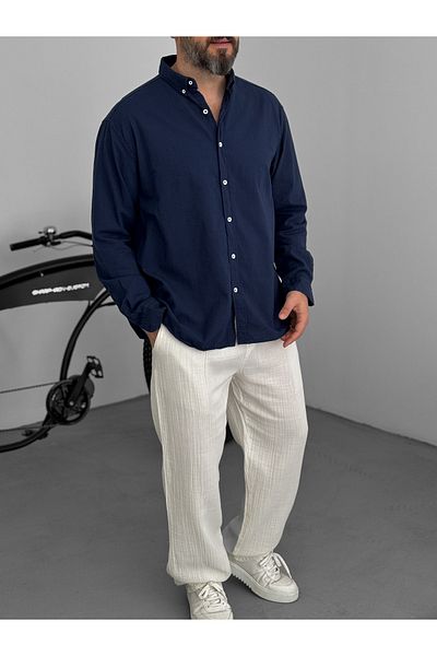 BYBASICMAN Navy Blue Fresh Fabric Basic Shirt G-5138/12