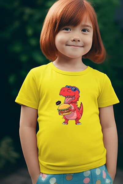 oneagılyazı Tricou supradimensionat pentru copii cu imprimeu Dinozaur Eating ...