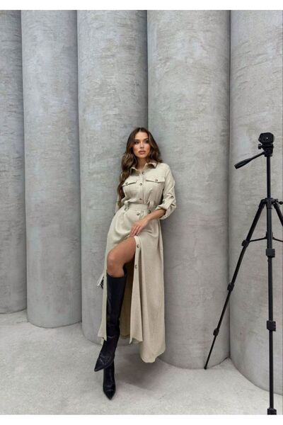 jennyfer garment Țesătură de in importată și rochie cu detaliu de buzunar (in...