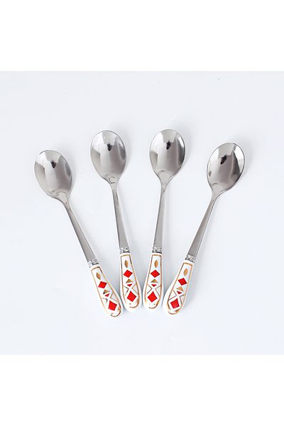 sharpdo European Stainless Steel Coffee Spoon Tea Spoon With Ceramic Handle