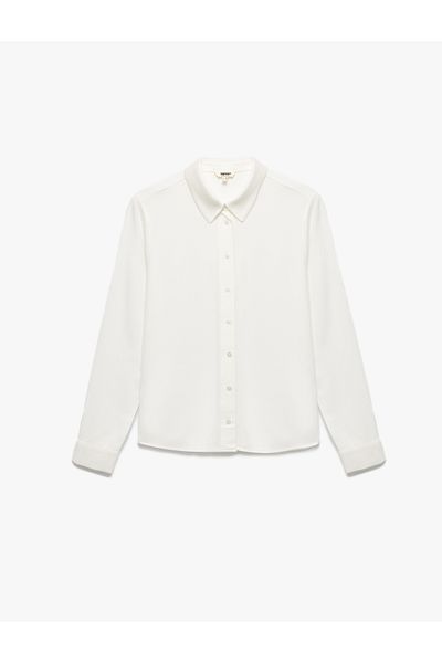Koton Buttoned Long Sleeve Classic Collar Viscose Women's Shirt