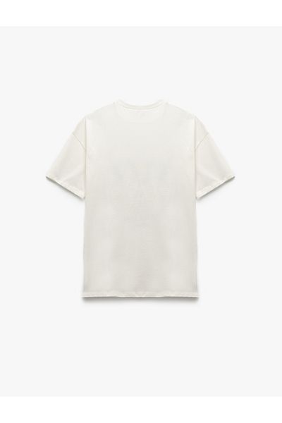 Koton Bow Fruit Printed Short Sleeve Cotton Crew Neck Oversize T-Shirt