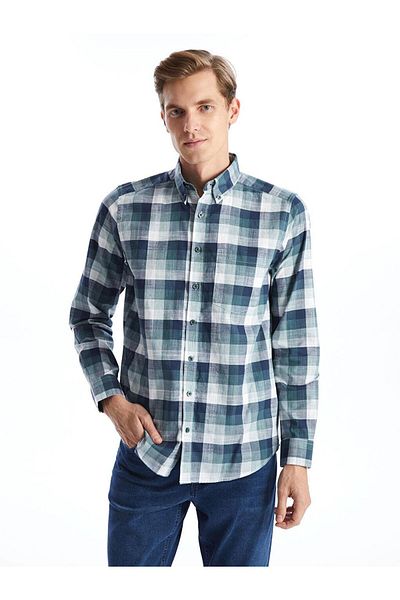 LC Waikiki Regular Fit Long Sleeve Plaid Poplin Men's Shirt