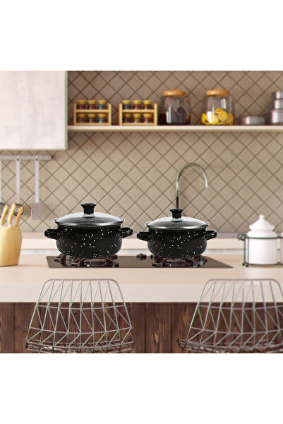 sharpdo 10-Piece Flame Cooking Set With Glass Lids Enamel Soup Pot 16/18/20/22/24cm