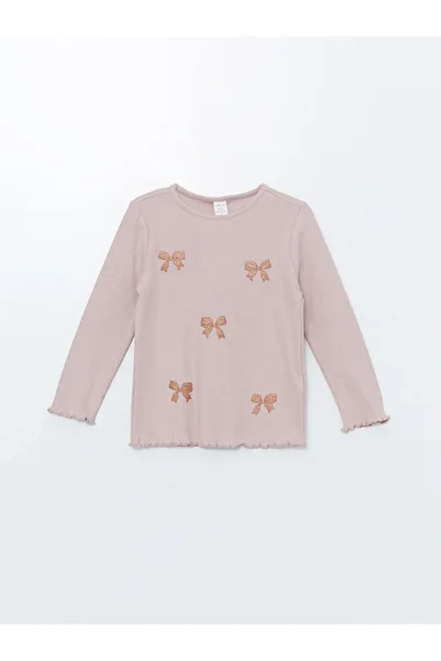 LC Waikiki Baby Collar Long Sleeve Patterned Girl's T-Shirt (W4)