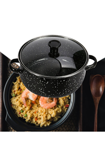 sharpdo 10-Piece Flame Cooking Set With Glass Lids Enamel Soup Pot 16/18/20/22/24cm