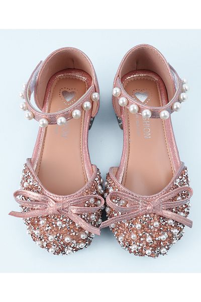 Mark & Mia Mark & Mia Pearl Embellished and Bow Detail Party Shoes - Rose Gold