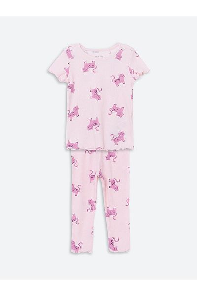 LC Waikiki Crew Neck Printed Baby Girl Pajama Set