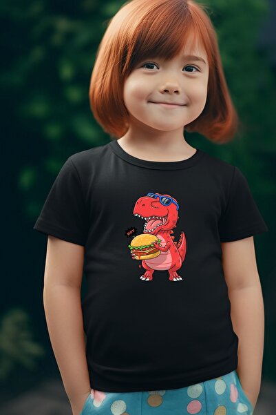 oneagılyazı Tricou supradimensionat pentru copii cu imprimeu Dinozaur Eating ...