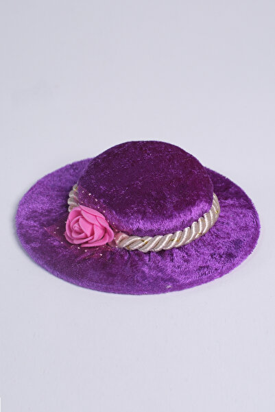 HÜRREM BONE Eșarfă mov șal ac pălărie florală din catifea 5002_22