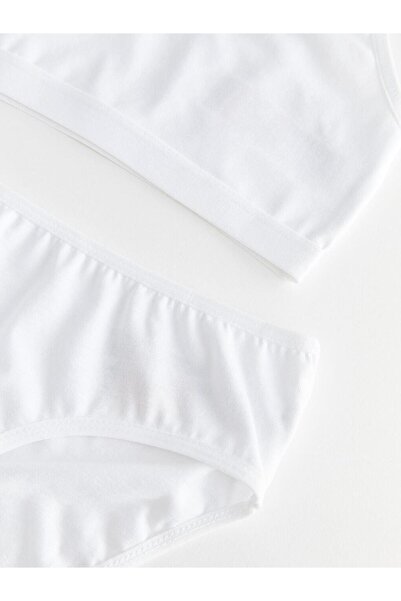 LC Waikiki Basic Cotton Girl's Bustier and Panties (W3)