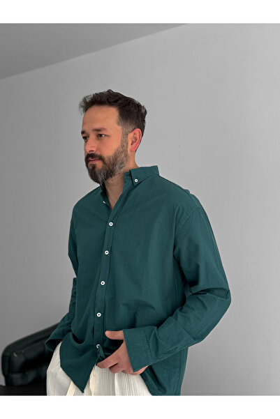 BYBASICMAN Koyu Yeşil Fresh Kumaş Basic Gömlek G-5138/12