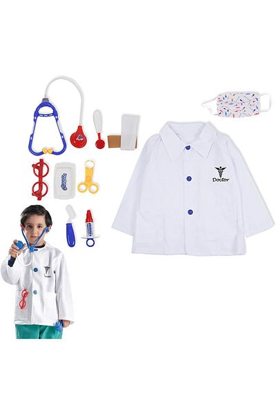 COOYA Kids Doctor Kit, 10-Piece Pretend Play Medical Set with Costume & Accessories