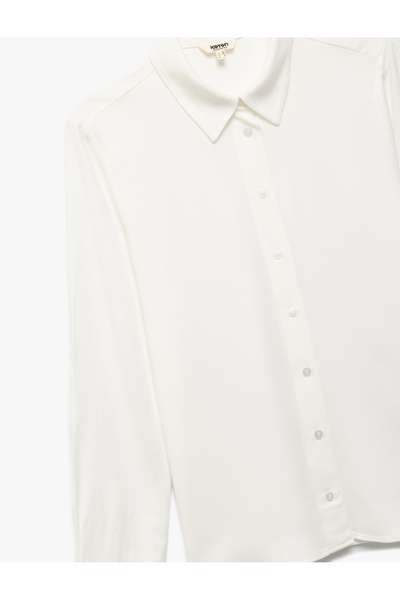 Koton Buttoned Long Sleeve Classic Collar Viscose Women's Shirt