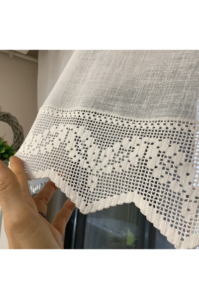 OYA home El Örme Dantel  Aplikeli Tül Perde - 90*285 cm