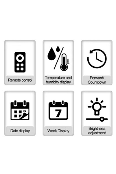 SANEC Dijital Duvar Saati Derece Tarih Nem Gün Alarmlı (Kasa Ölçüsü 25x25 cm)