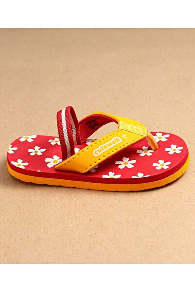 Cute Walk by Babyhug Cute Walk by Babyhug Flip Flops With Back Strap Floral Print - Red
