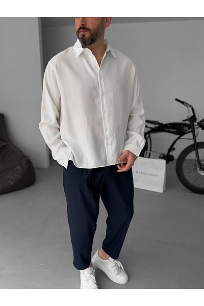 BYBASICMAN White Basic Long Sleeve Shirt Jj-184