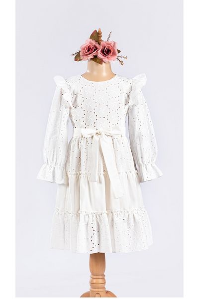 Tivido Rochie pentru fetiță cu broderie cu centură
