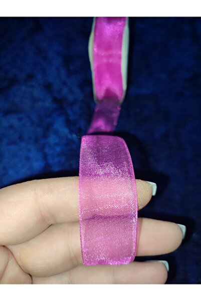 Uslu Çeyiz KOYU PEMBE RENK Organize Tül  Kurdale 2 Cm En 22-25 CM BOY