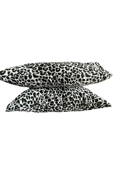 She&Co Black Leopard Print 100% Cotton Pillowcase Set - Set of 2