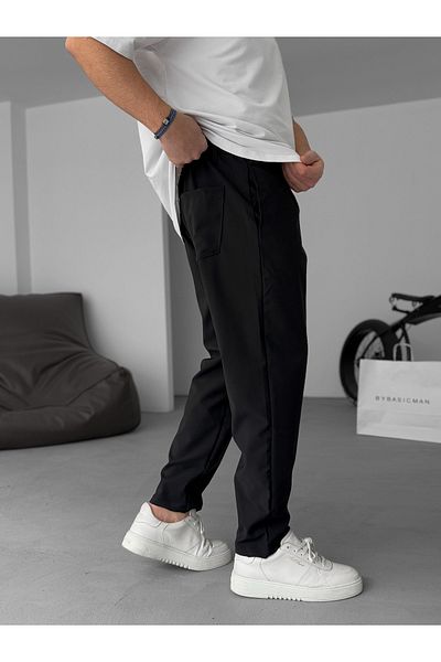 BYBASICMAN Black Carrot Cut Chain Trousers Res-5037