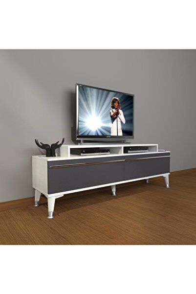 Decoraktiv Ekoflex 4 Mdf Silver Tv Ünitesi Tv Sehpası - Beyaz - Antrasit